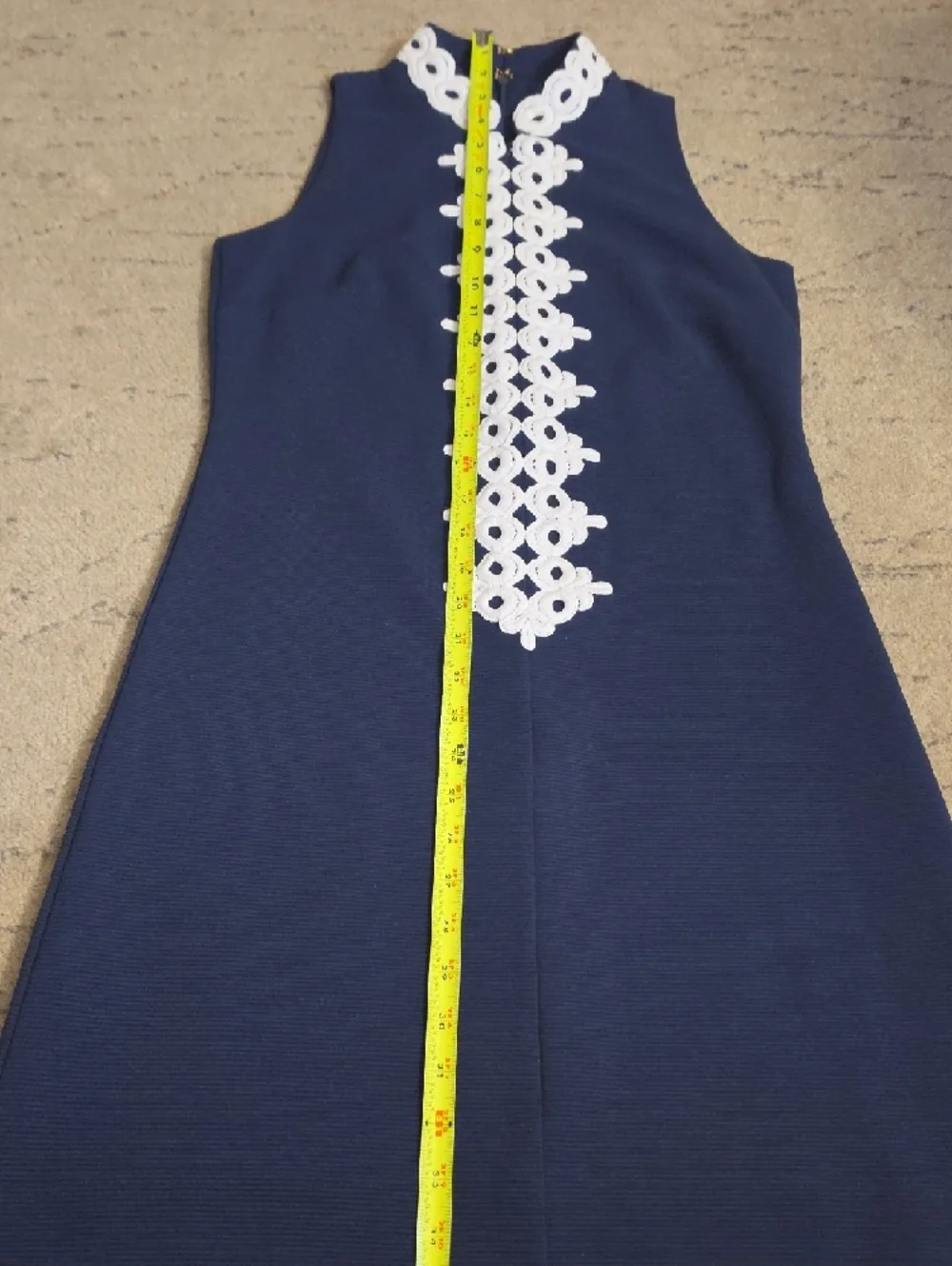 Lilly Pulitzer Callista Dress navy sleeveless dress w/gold lace details, XS, pre - Picture 10 of 16